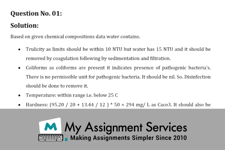 Water Treatment Assignment Solution